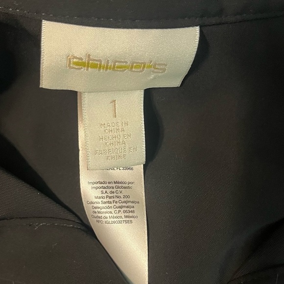 Chico’s Black Medium Lightweight Travel Cold Shoudler Tunic Button Shirt Dress - Picture 12 of 13